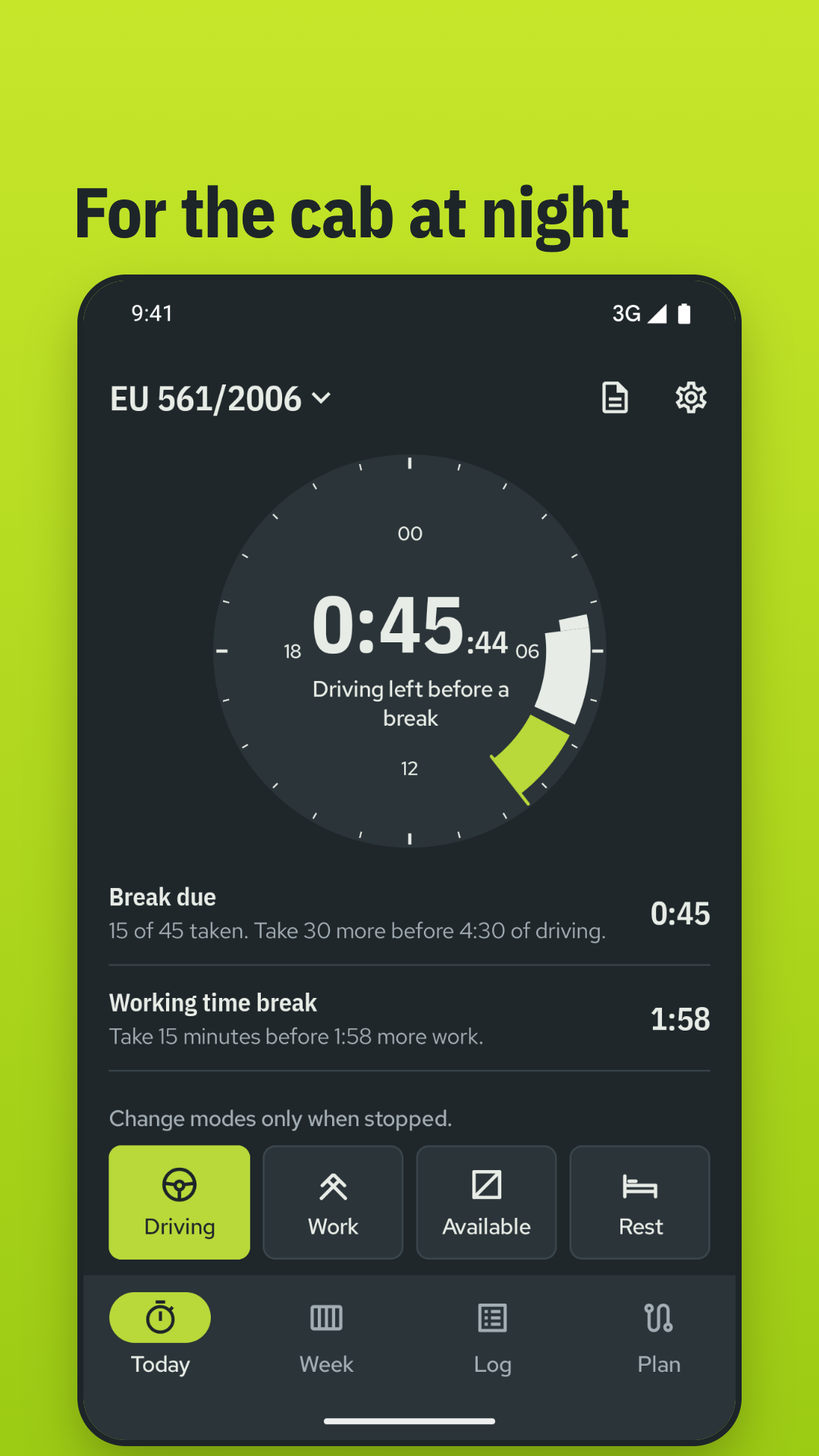 The Day Disc at night in dark mode