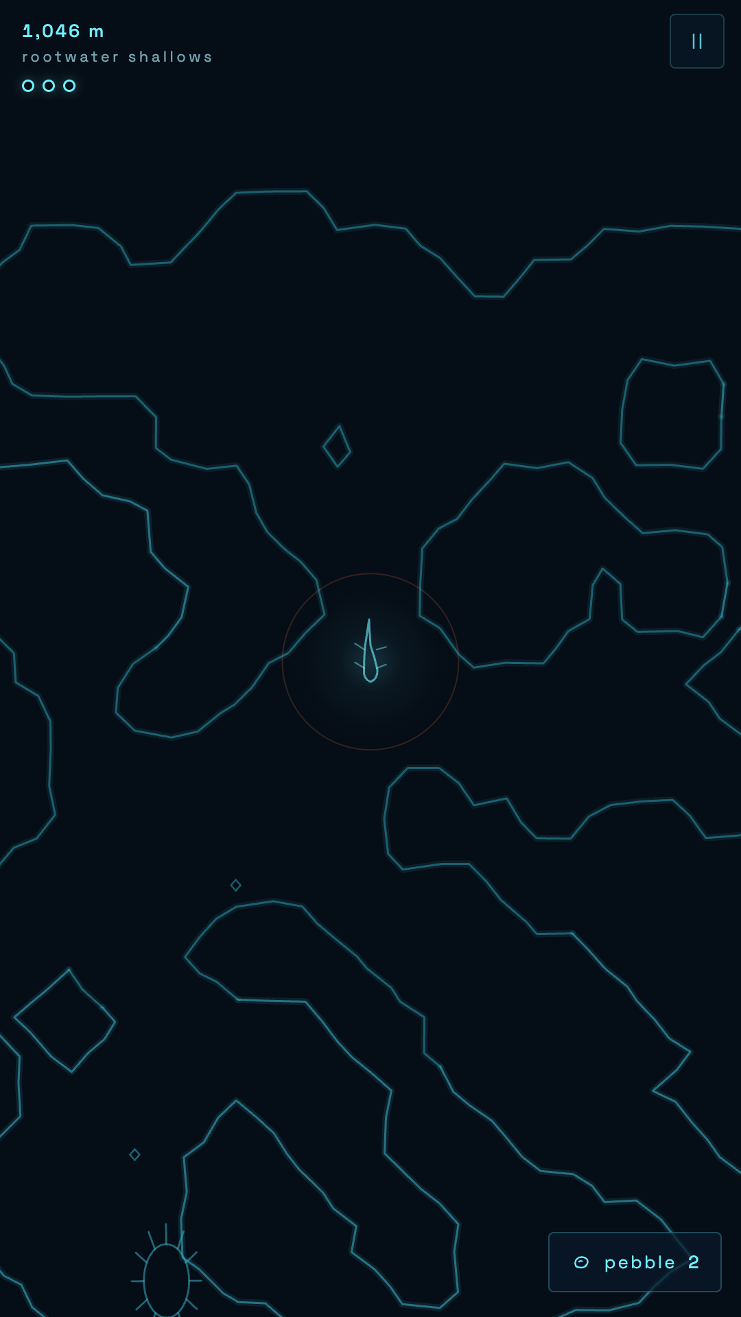 A shout has lit the whole chamber; an ember ring around the salamander shows how loud you were